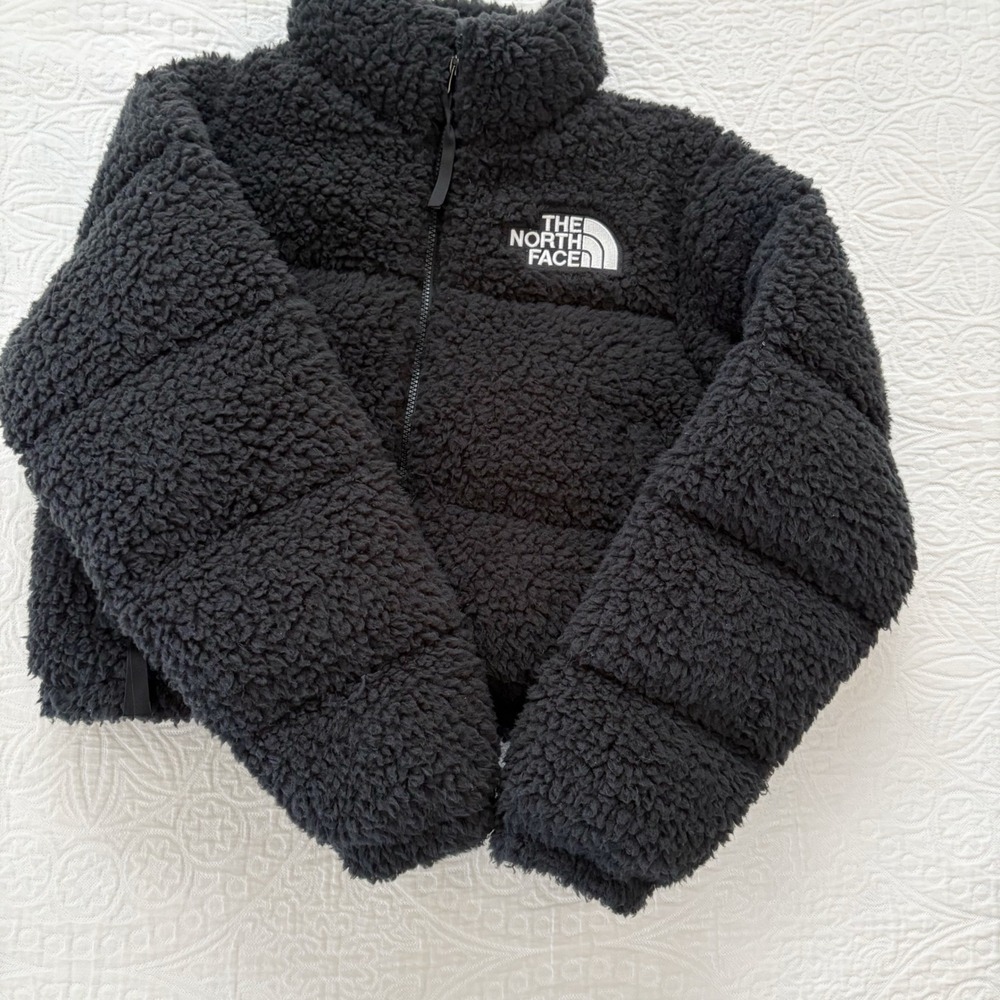 The North Face Women's High Pile Plush Cropped Down Nuptse Jacket, Black - Picture 6 of 11